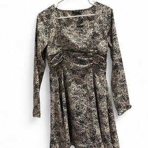 Boohoo Black and Cream Long Sleeve Dress